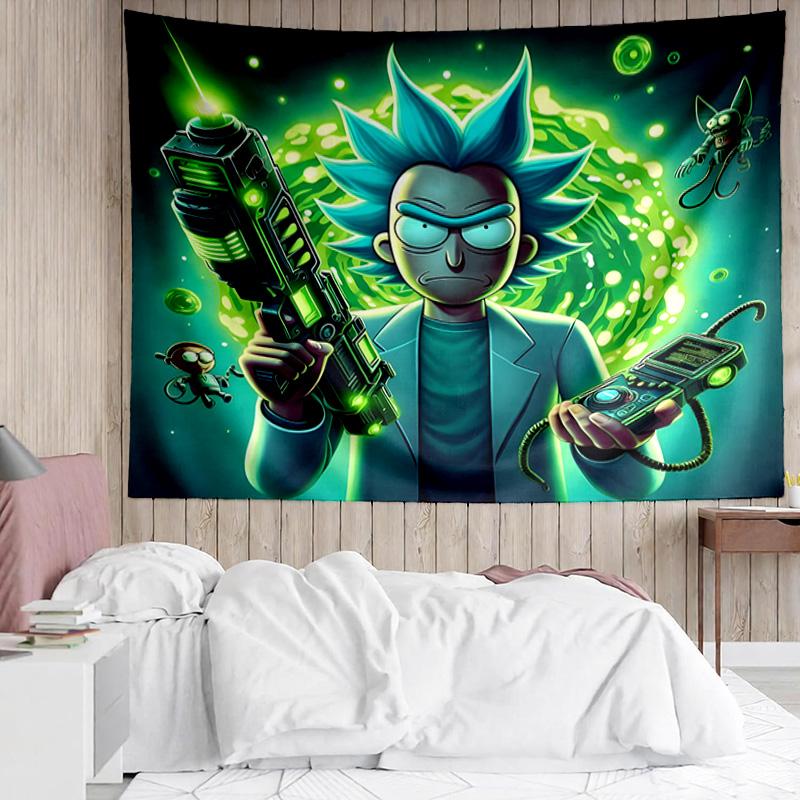 1PC Space Adventure Rick K-pop music group Tapestry Accessories for Bedroom,Livingroom, dormitory Room Wall Decor Fan Birthday Gifts
