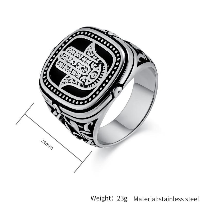 Кольцо из нержавеющей стали в стиле западной азии, североафриканское, винтажное, рука Фатимы, для мужских традиционных доспехов, панк-стиль, хип-хоп, кольцо на палец