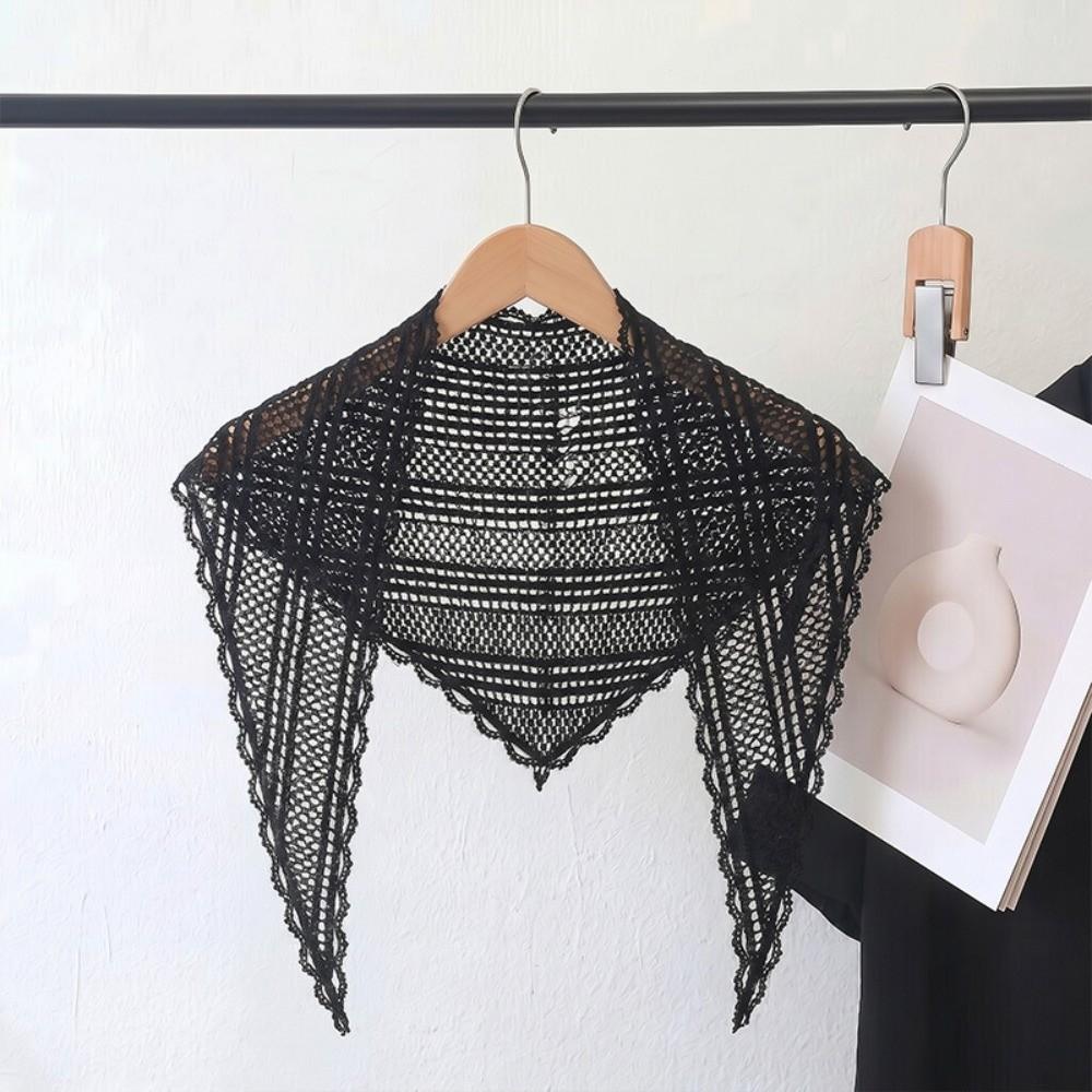Solid Color Triangle Wrap Hollow Out Lady Shawl Flower Fashion Lace Scarf Women