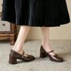 2024 Новые женские туфли Мэри Джейн, модные туфли с квадратным носком, элегантные женские туфли из кожи, удобные сандалии