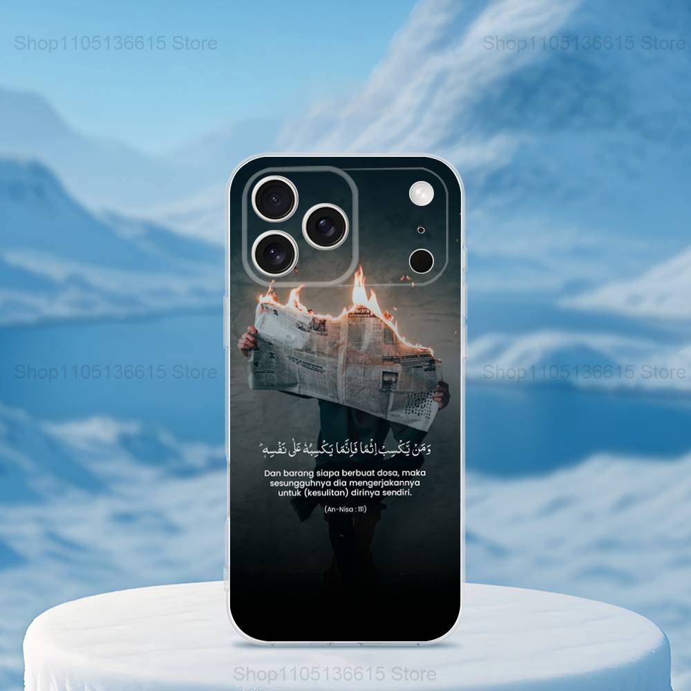 Чехол со цитатами из Корана на арабском языке для iPhone 17,11,12,13,16,14,15,Pro,Max,Plus,X,XS,XR,SE,Mini Прозрачный Мягкий Силикон