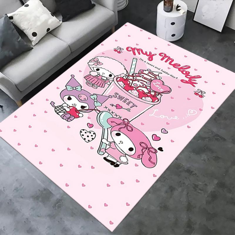 Office Rug My Melody, Sweet Treats Anti-Slip Rug, Machine Washable for Living Room, Bedroom, Office, Multiple Sizes, Bedroom Mat, Decorative Mat, Dura