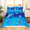 Dolphin Duvet Cover Set Cute Kawaii Wild Animals King Queen Full Size Polyester Bedding Set For Boys Girls Comforter Cover