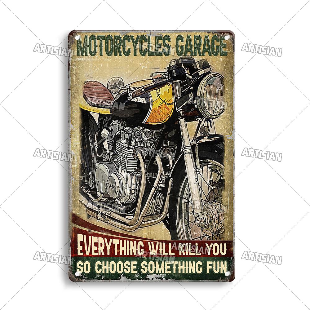 Артизанальный мотоцикл металлический знак мотоцикл жестяная пластина гоночный декоративная табличка езда настенный декор гараж бар паб клуб отель кафе