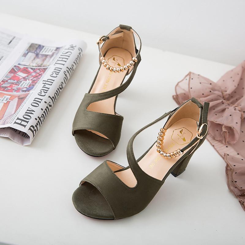 Summer Women Sandals With Velvet Material And Block Heel For Casual Wear