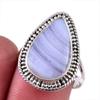 Natural Blue Lace Agate Gemstone 925 Solid Sterling Silver Jewelry Ring S.8 H1K69