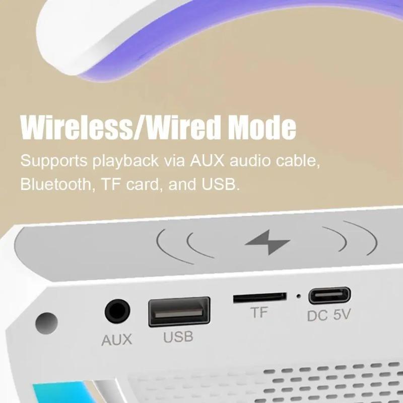 Bluetooth-динамик Беспроводное зарядное устройство Настольная лампа RGB Будильник Звуковая коробка Светодиодный Портативный Мини-динамик для вечеринок