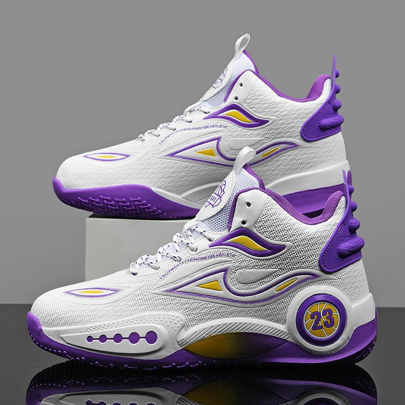 Высокие баскетбольные кроссовки для мужчин, учеников начальной и средней школы, спортивная обувь для бега с трением и звуком, фактические боевые кроссовки для баскетбола