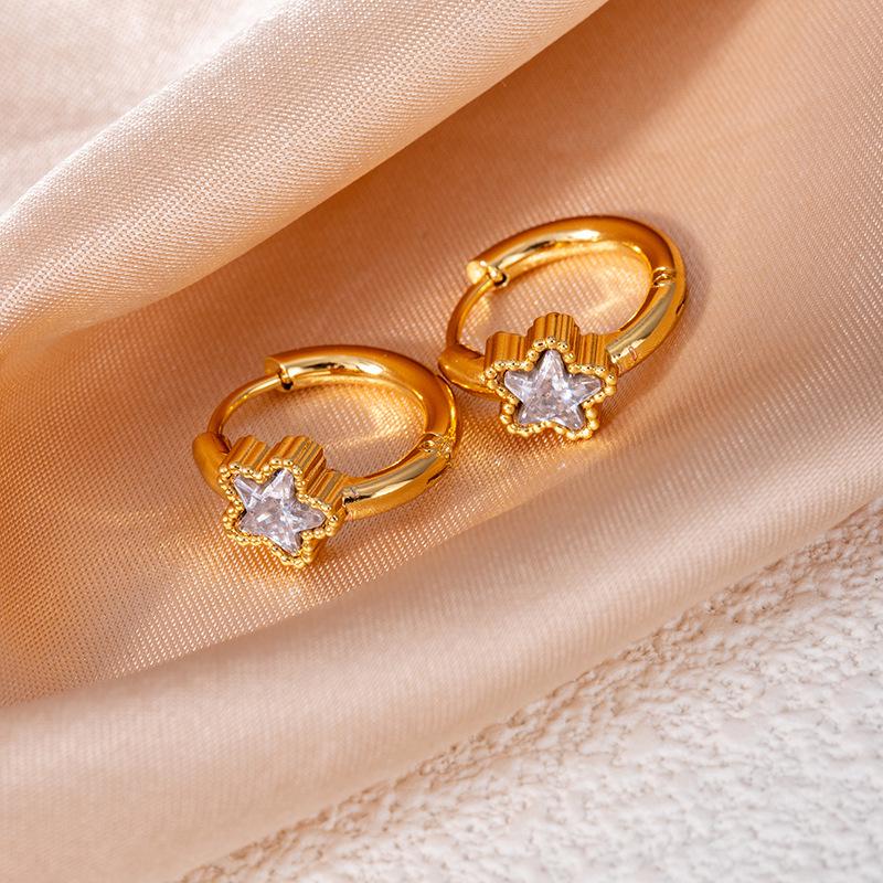 Высококачественные серьги-звезды из нержавеющей стали с винтажными изумрудами и цирконами