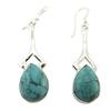 [P7207] - Silver Turquoise 'Heaven' Silver Earrings - 30x10 Mm