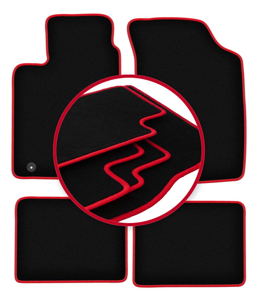Велюровые коврики с красной окантовкой для: Хэтчбек Renault Clio II (1998-2005)