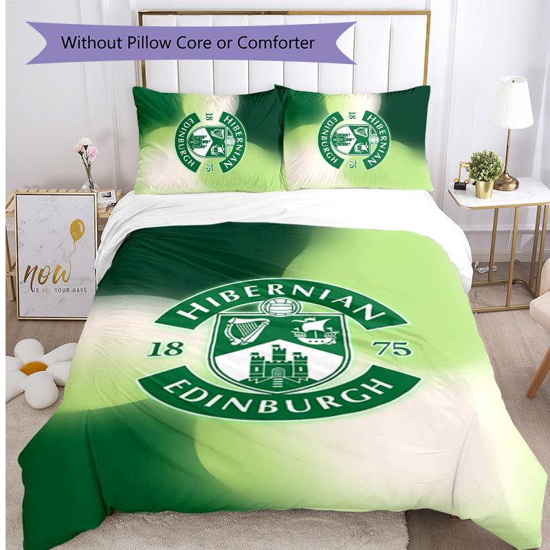 Hibernian FC Печатный комплект постельного белья из 3 предметов Дышащий пододеяльник с наволочками Декорационное постельное белье для спальни Дома