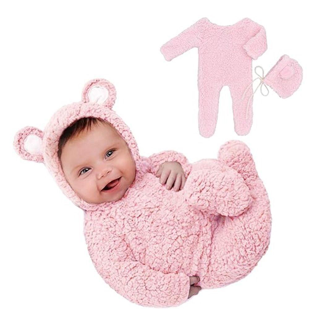 Мягкий вязаный наряд для фотосессии новорожденного Креативный набор шапочки и пижамы с мишкой для новорожденного Фотосессия новорожденного
