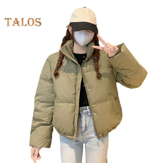 Женское зимнее хлопковое пальто с карманами, воротником-стойкой, длинным рукавом, однотонное, легкое, утолщенное, теплое, верхняя одежда