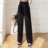 Spring Women Lace Up Straight Leg Suit Pants Female Solid Color High Waisted Trousers Lady Chic Designer All Match Work Pants