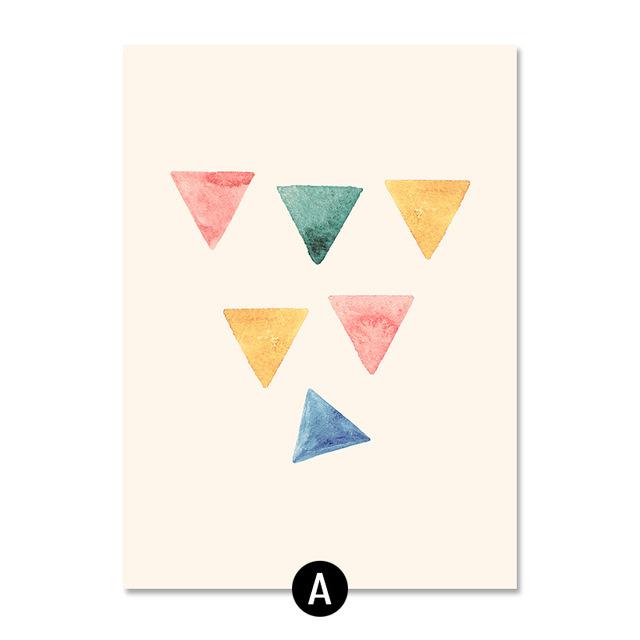 Минималистичный геометрический постер, акварель, холст, картина, треугольники, прямоугольник, искусство, геометрический декор, картина для гостиной, домашний декор