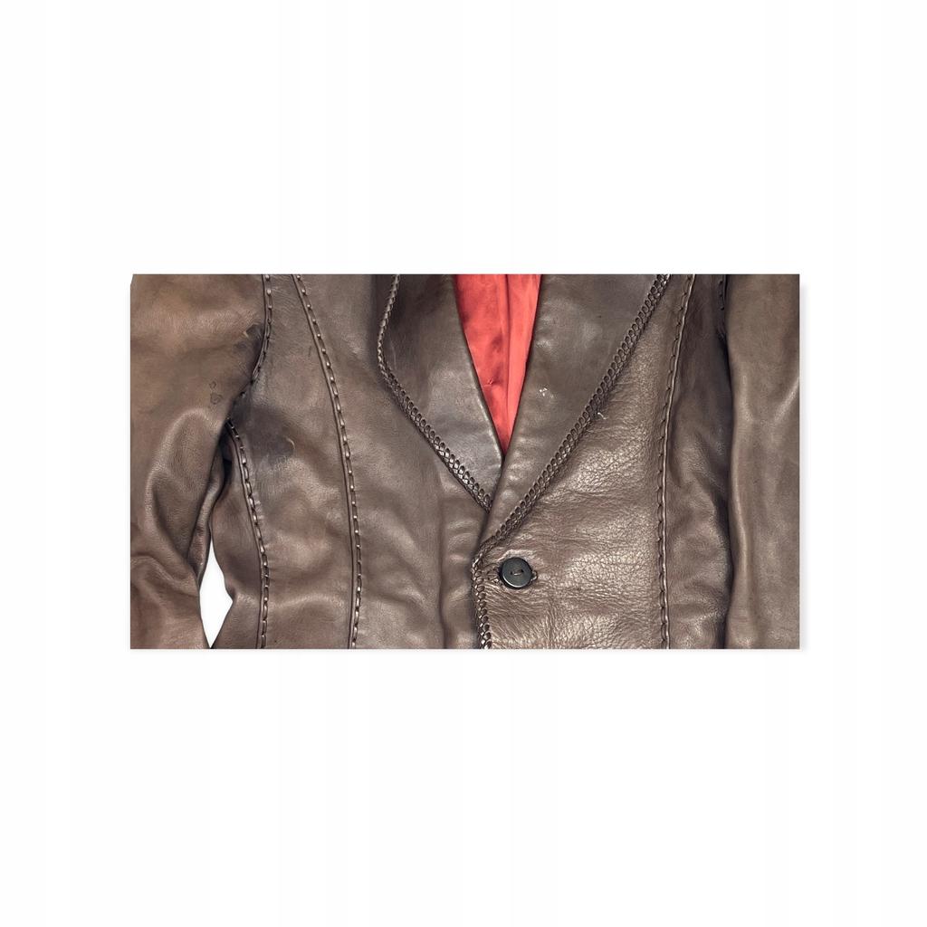 Elegant Brown Leather Jacket for Women S/M - Used