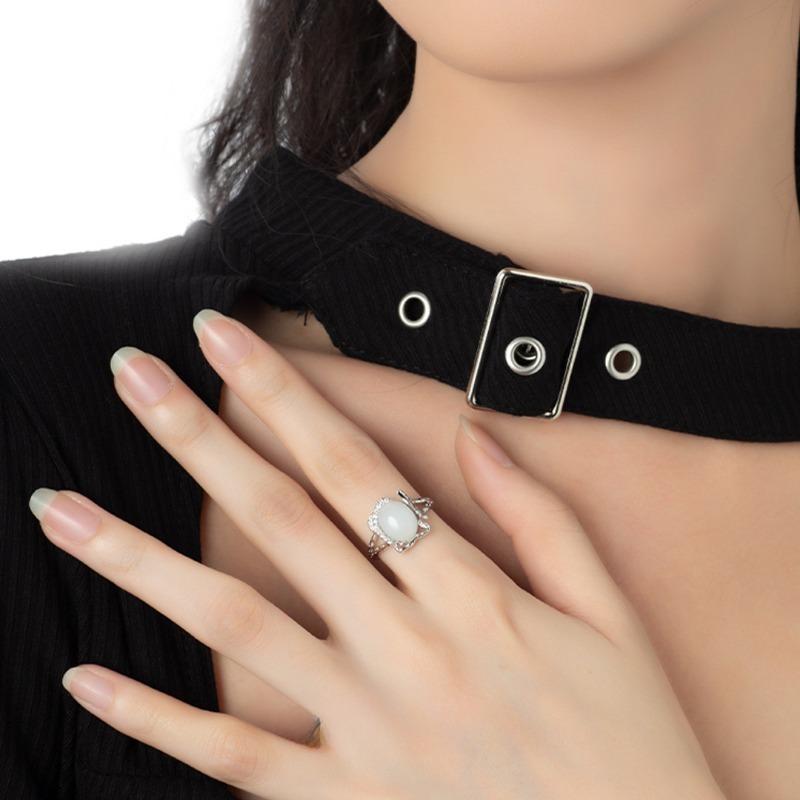 Irregular Opal Ring Trendy Elegant Simple Women Punk Lava Texture Handmade Rings Girls Party Jewelry Gifts Accessories