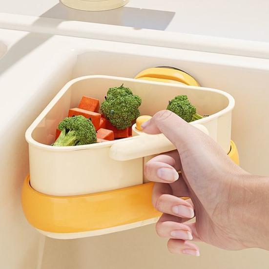 4Pcs Sink Strainer Basket Hanging Sink Strainer Triangular Faucet Sponge Storage Rack Corner Sink Trash Catcher for Food Waste