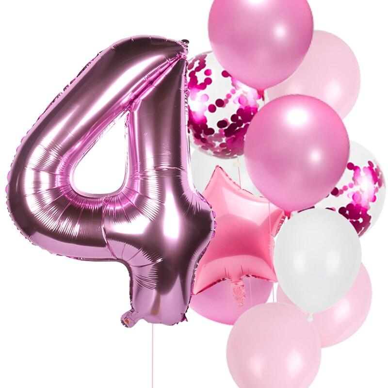 12 шт., воздушные шары из фольги с розовым номером для вечеринки по случаю дня рождения, детский подарок