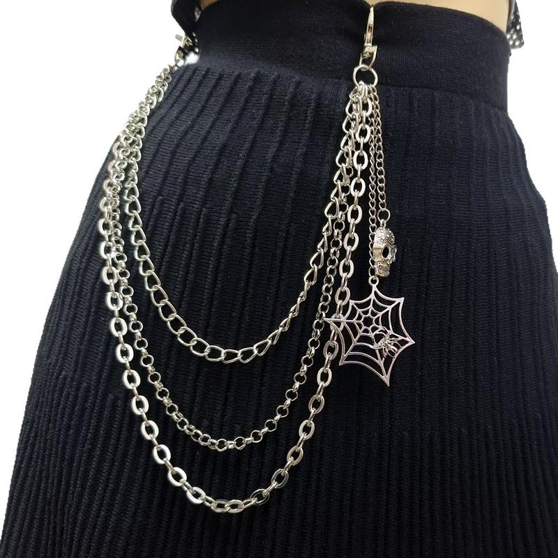 Панк Металл Паутина Скелет Подвеска Поясная Цепь Многослойная Джинсовая Цепь Хип-Хоп Цепь для Брюк Аксессуары для Одежды Подарки