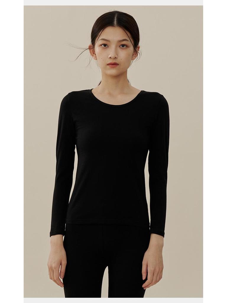 Женский комплект термобелья из хлопка с круглым вырезом, осень/зима, большой размер