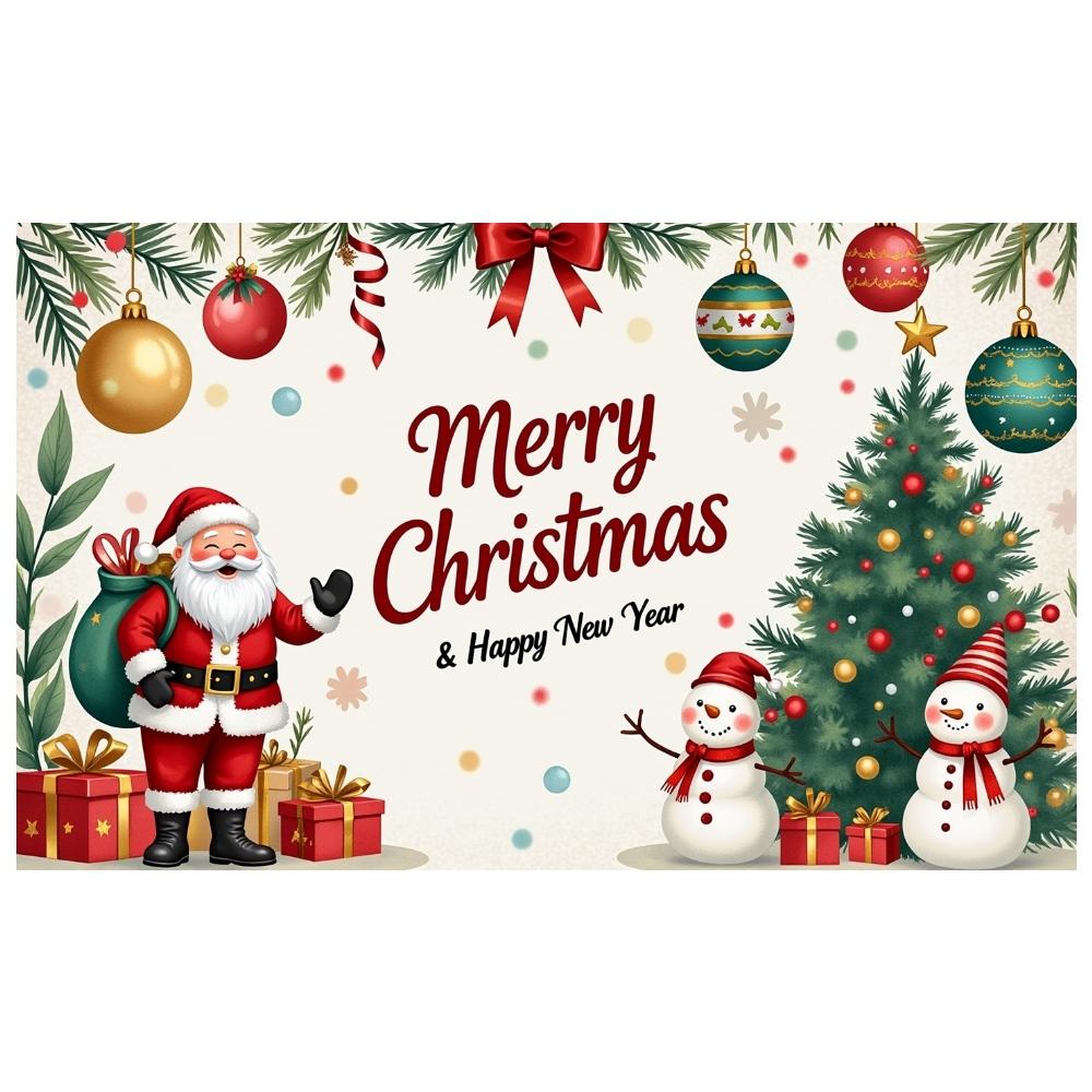Holiday Banner Green Leaves Merry Christmas Banner Snowman Banner Christmas Theme For Indoor Event New Year Celebration Family