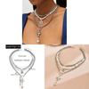 Vintage Heart Cross Pendant Necklace With Alloy Charm And Layered Floral Accents For Fashion