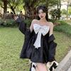 Sweet Kawaii белое платье-комбинация женское корейское модное Kpop дизайнерское вечернее мини-короткое платье на бретельках с бантом наряды
