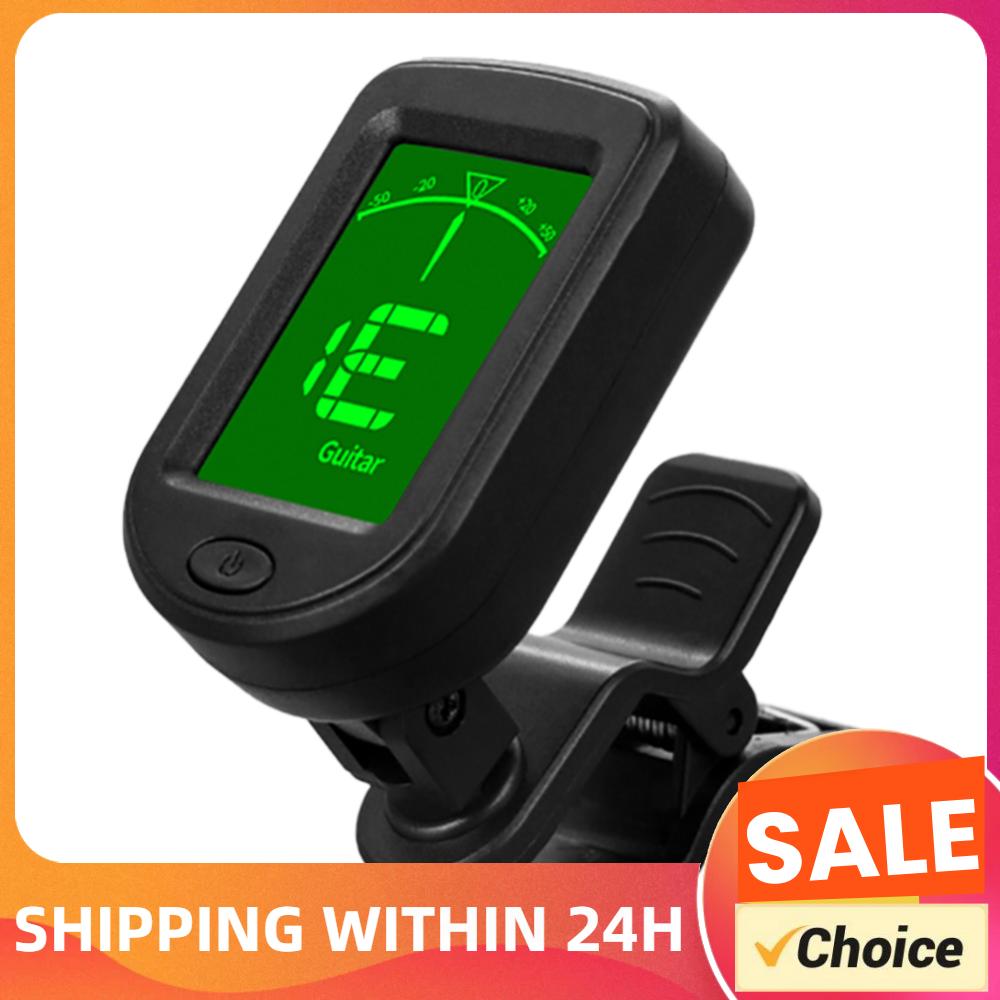 LCD Display Bass Violin Ukulele Tuner 3V Button Battery Chromatic Tuner Clip Guitar Tuner for Guitar/Bass/Violin/Ukulele