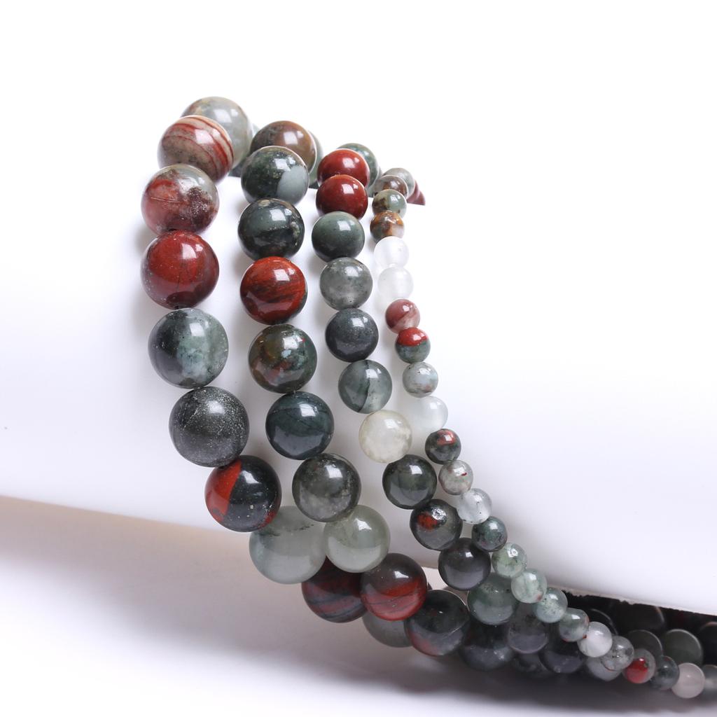 Горячая распродажа, африканские аксессуары из кровавого камня, натуральное изготовление ювелирных изделий, 4/6/8/10 мм, браслет, ожерелье, брелок, бусины, мода, 20-40 шт., бисерный материал