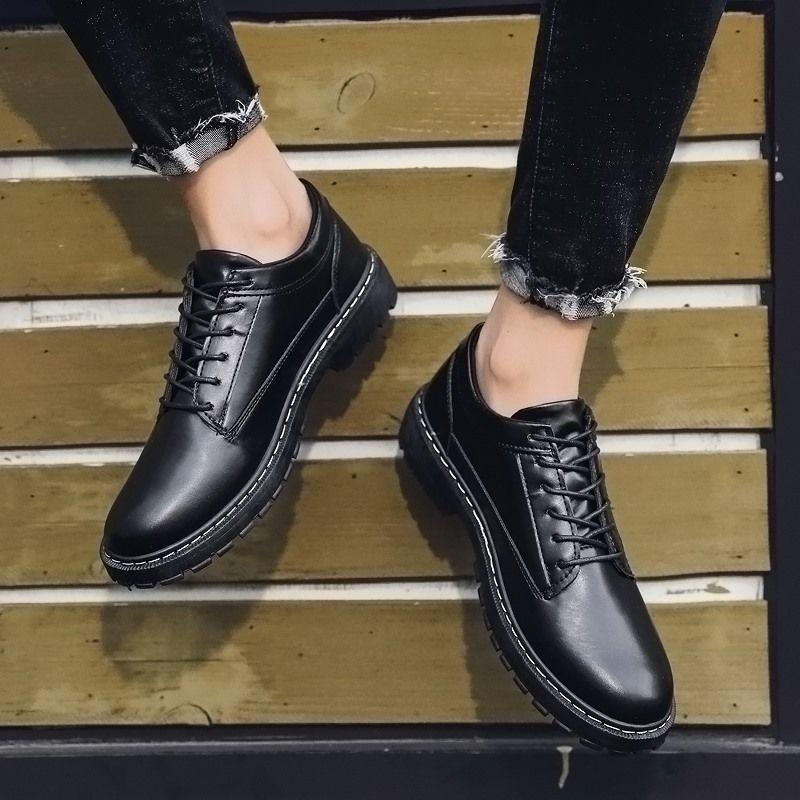 Spring and Summer Leather Shoes Men's Versatile Men's Shoes Casual Shoes Heightening Chef Shoes Black Work Shoes Martin Shoes Men