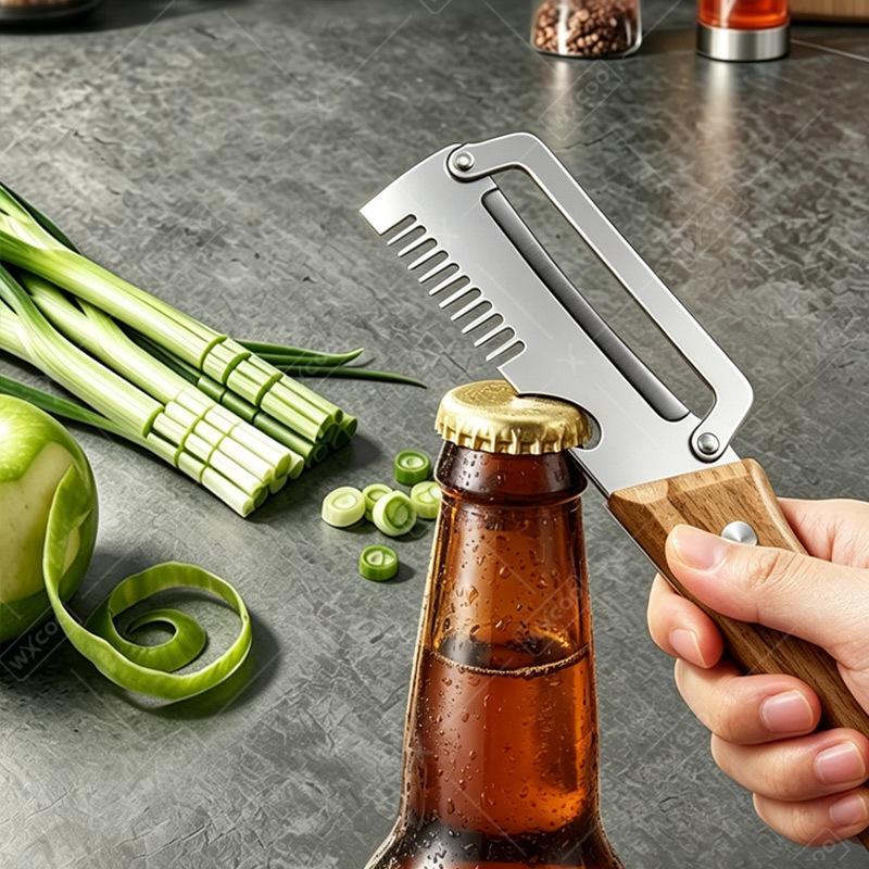 Peeling Vegetable Peeler with Wooden/steel Handle and Bottle Opener Kitchen Tool Multi-Function Kitchen-Specific Peeler7
