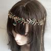 Exotic Leaf Green Diamond Tassel Hair Accessories Ethnic Greek Wind Olive Leaf Hair Belt Retro Antique Forehead Ornaments