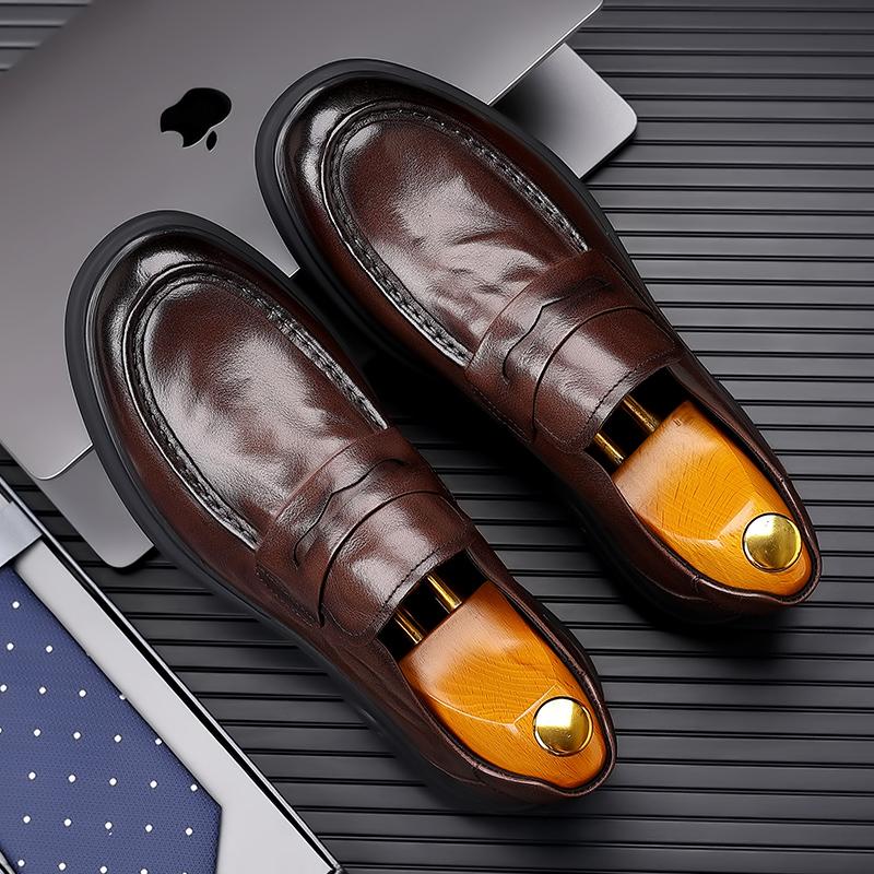 Fashion Leather Shoes For Man Genuine Leather Casual Shoes Fashion Business Oxford Shoes High Quality Designer Work Shoes