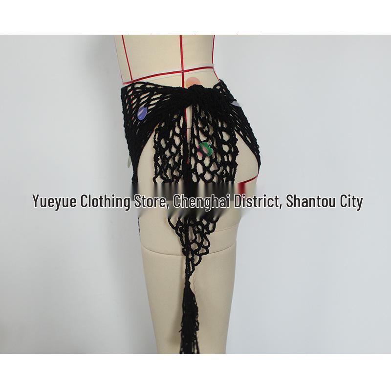 Hand-Crocheted Sequin Bikini Cover-Up Skirt