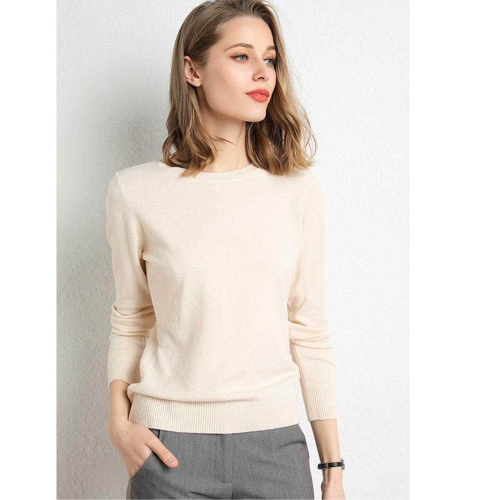 Осенне-зимний вязаный свитер с круглым вырезом для женщин, в качестве базового слоя, универсальный и модный свитер