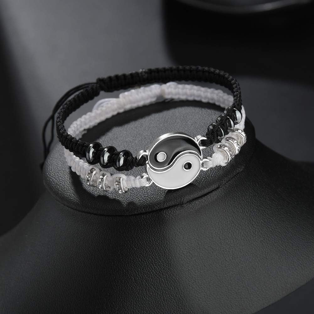 Браслеты для лучших друзей, 2 matching, Yin Yang, на регулируемом шнурке, для Bff, дружба