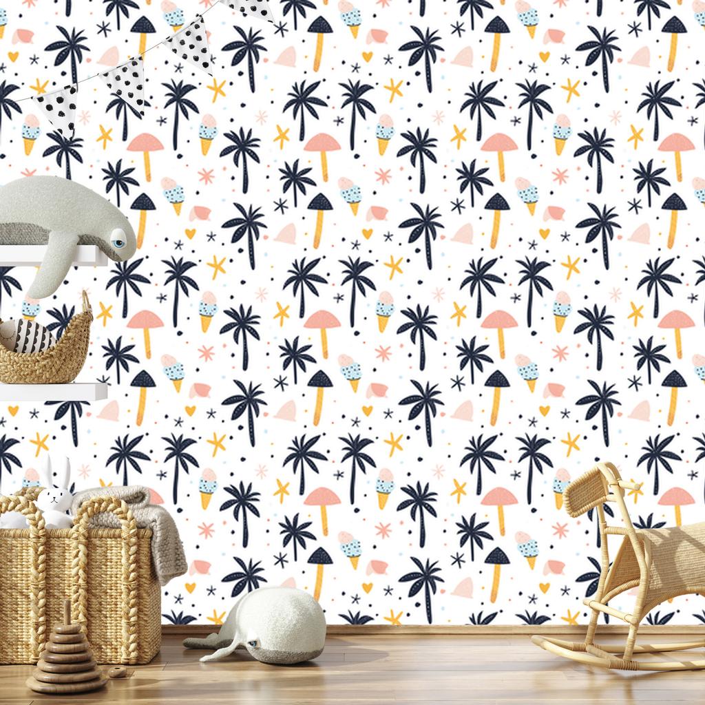 Summer wallpaper white, light gray and cream for living room and bedroom 50x1000