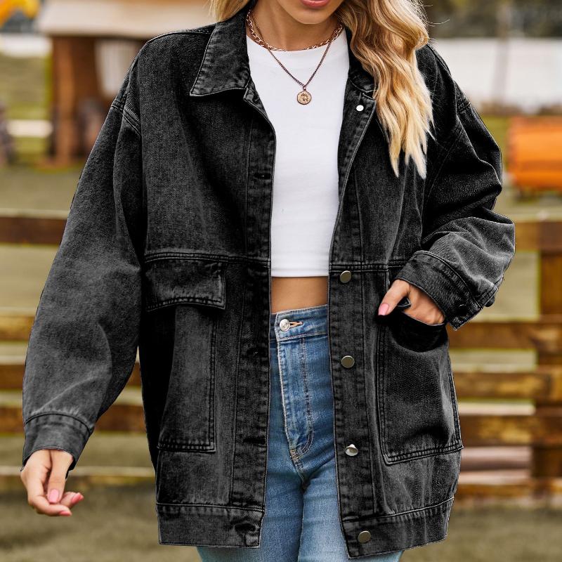 IHUASU Женская универсальная облегающая классическая джинсовая куртка свободного покроя в стиле ретро
