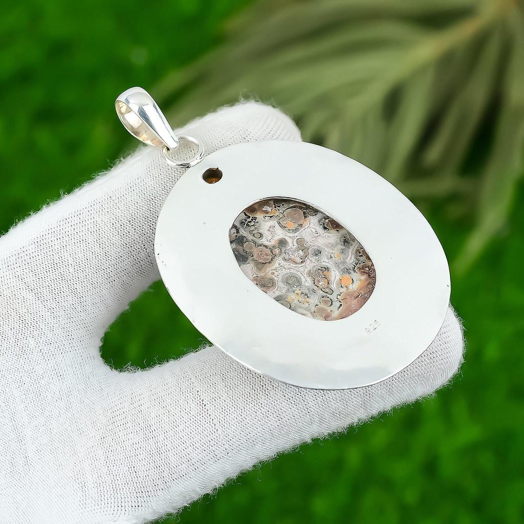 Daughters Day Deal Oval Ocean Jasper Gemstone Citrine 925 Silver Wedding Pendant