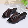 Fashion Plus Size 2025 Summer Open Toe Women's Slippers Retro Round Toe Hollow Out Wedges Sandals Outdoor Daily Office Casual Slippers