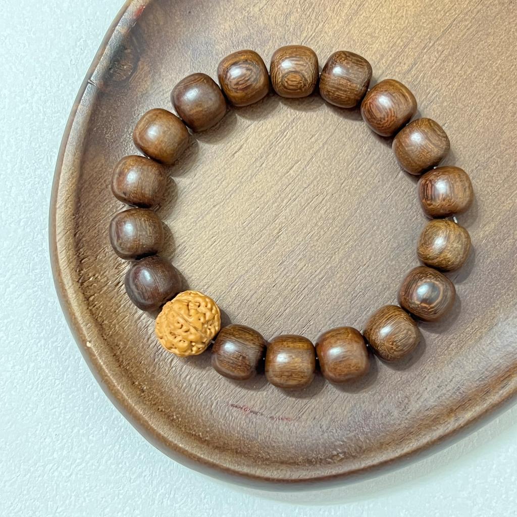 Деревянный браслет из бусин для мужчин, эластичный браслет из сандалового дерева, ручная работа, сделай сам, деревянный браслет, ювелирные изделия, подарки