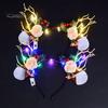 Christmas Hair Hoop Flower Butterflies Decor Antlers Design LED Light Headband Parties Performances Accessory