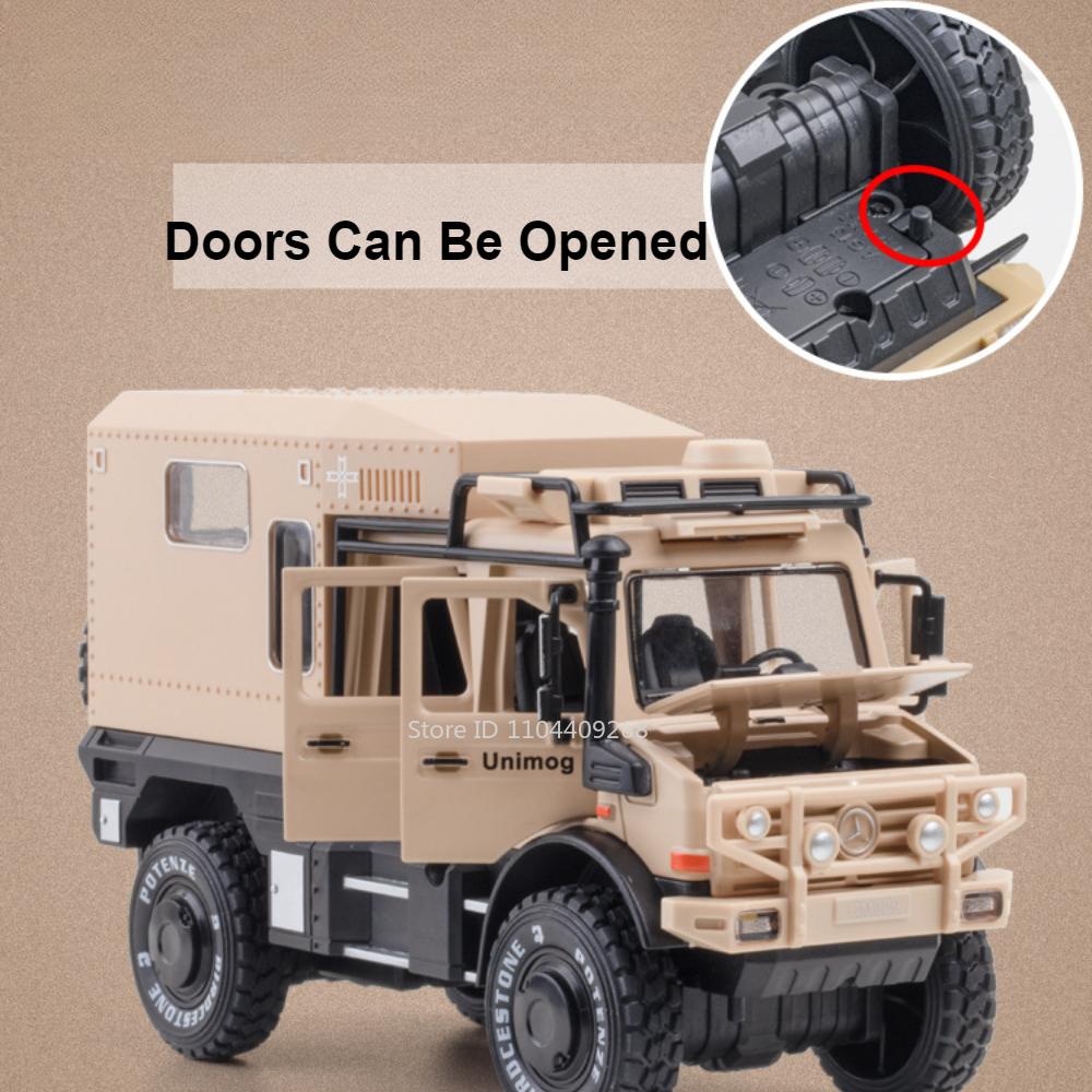 1:Масштаб 28 Unimog U5000 Land Rover Defender Модель Игрушечного Автомобиля Резиновые Шины Литой Сплав Звук Свет Внедорожник Детская Игрушка