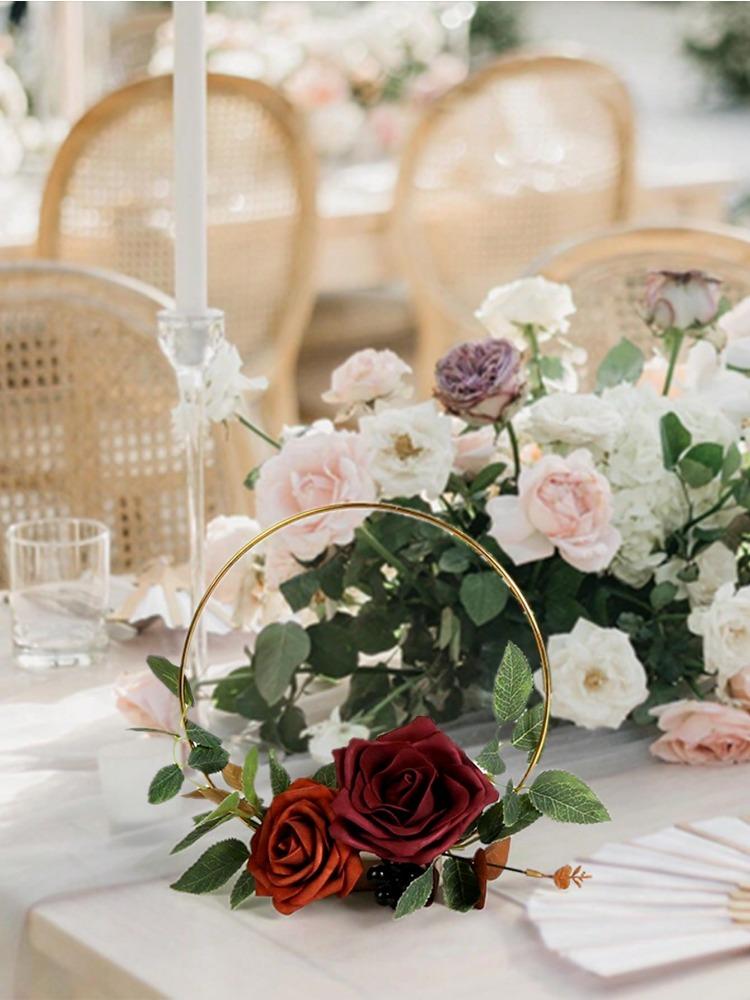 3PCS Artificial Flowers Wedding Wreath Floral Artificial Roses Centerpieces for Sweetheart Table Head Table Ceremony Reception Wedding Decorations