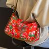 Northeast Big Flower Canvas Bag Women'S Casual Shoulder Bag Women'S Versatile Wide Shoulder Strap Crossbody Bag Women'S