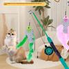 Для котят Удочки Симуляция Удочка 1 Набор Телескопическая Игрушка для Кошек Тип Рыба Телескопические Перья Забавные Игрушки-палочки для Кошек Игрушка для питомца