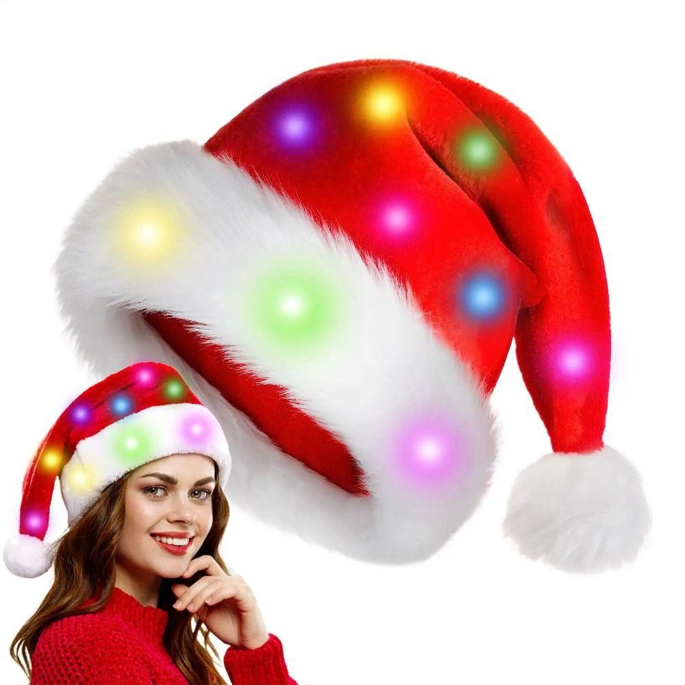 LED Light Light Up Santa Hat Glowing Red Christmas Hat Merry Christmas Red Santa Hat New Year