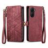 For Xiaomi Poco X7 Pro 5G Zipper Wallet Case Geometry Lines Leather Phone Cover with Strap